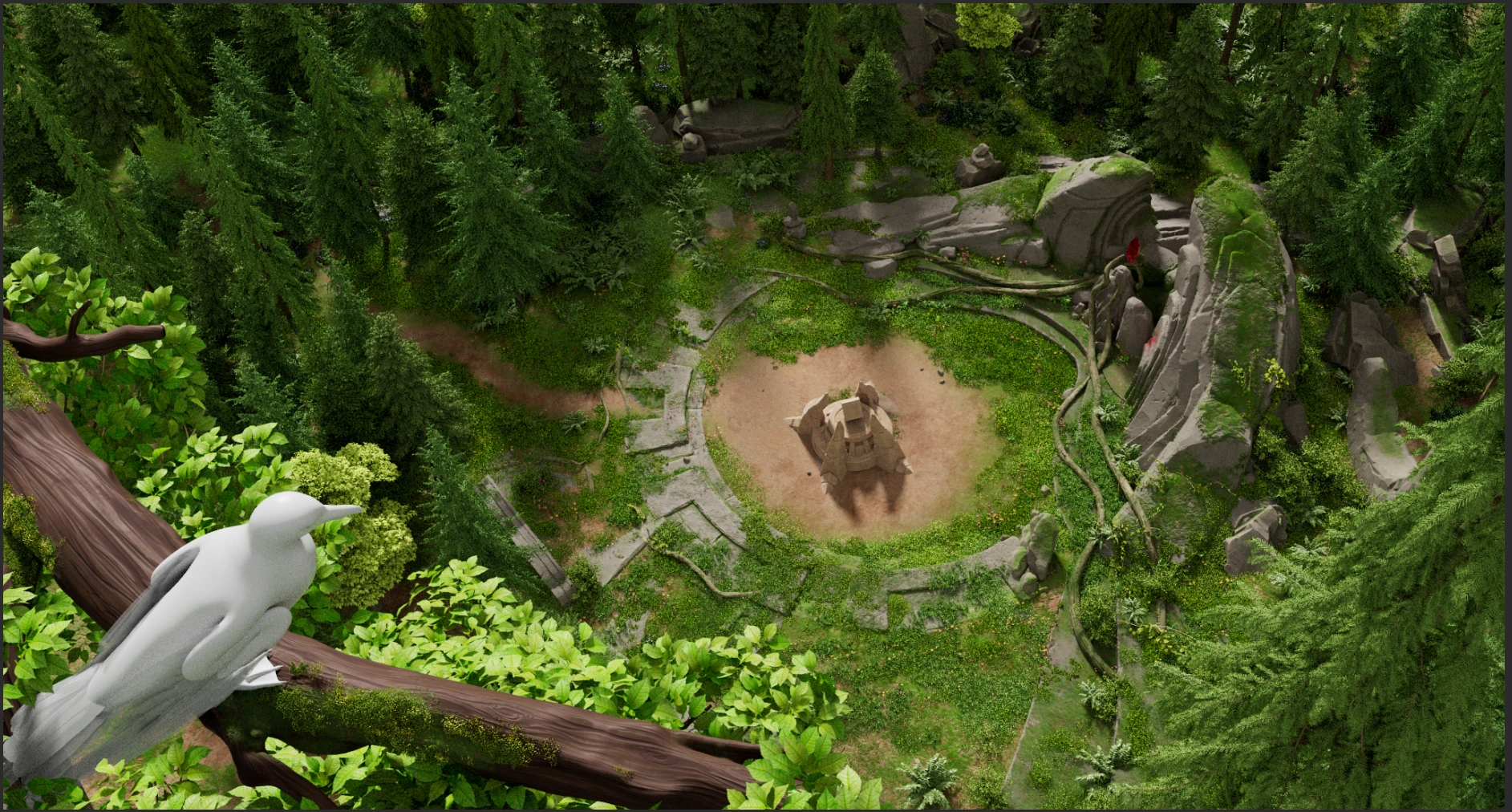 极也视界三维环境作品：林间俯瞰场景